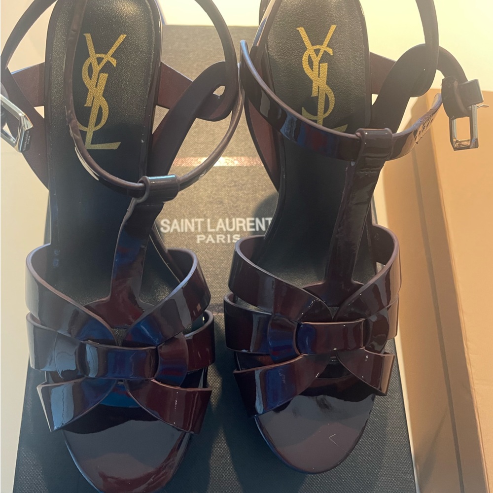 Burgundy sandal tribute heels